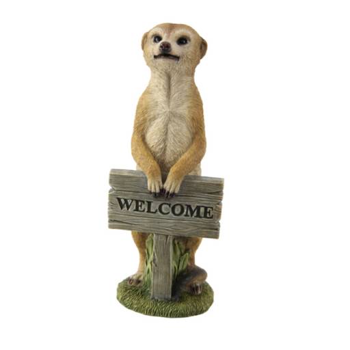 Standing Meerkat with Welcome Sign 31cm
