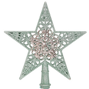 20cm star tree topper featuring mint and champagne glitter, perfect for adding a festive and elegant finish to your Christmas tree.