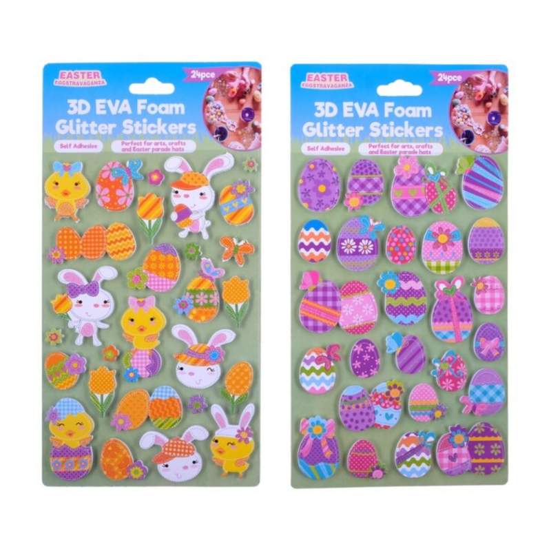 Easter Stickers 3D EVA Glitter Assorted
