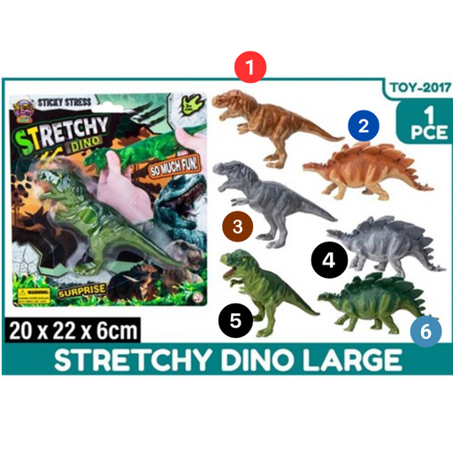 Stretchy Dino Large 18x10cm Asstd