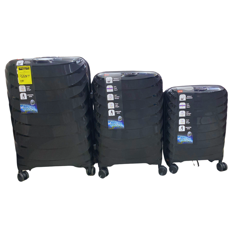 Suitcase PP Rectangle Black Set 3