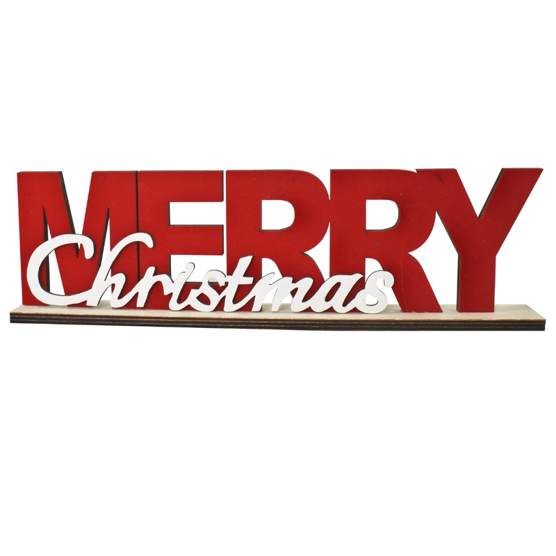 Flocked Merry Christmas Table Sign