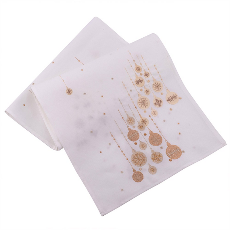 Table Runner W/Rose Gold Embroidery Baubles Polyester 40X173Cm
