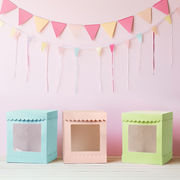 Tall Scalloped Cake Box - Pastel Blue 10in x 10in x 12in