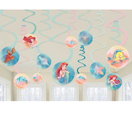 The Little Mermaid Spiral Swirls Hanging Decorations 12pk