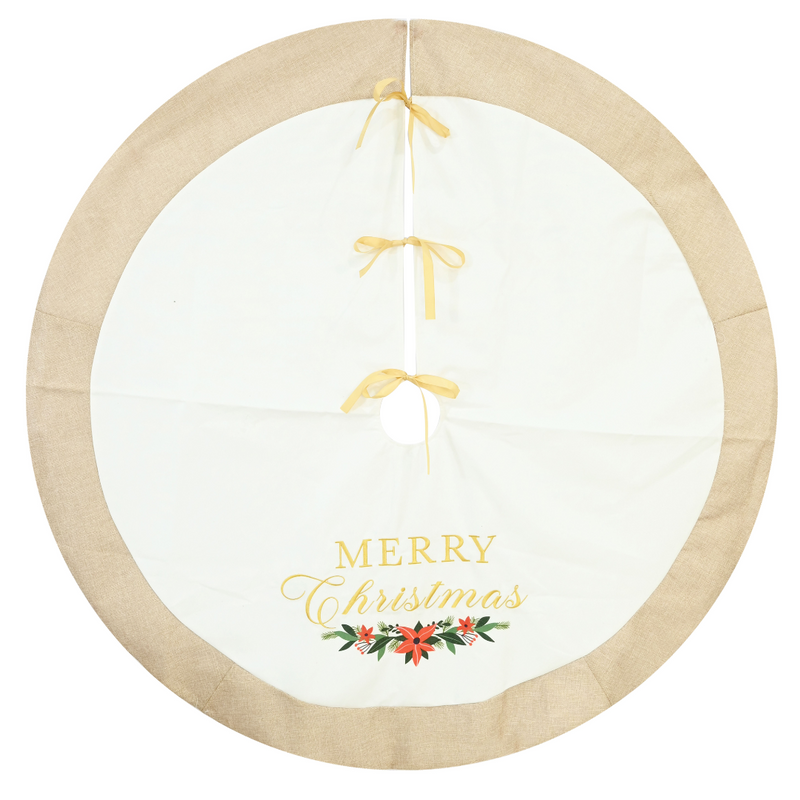 Tree Skirt Cream Poinsettia 120cm