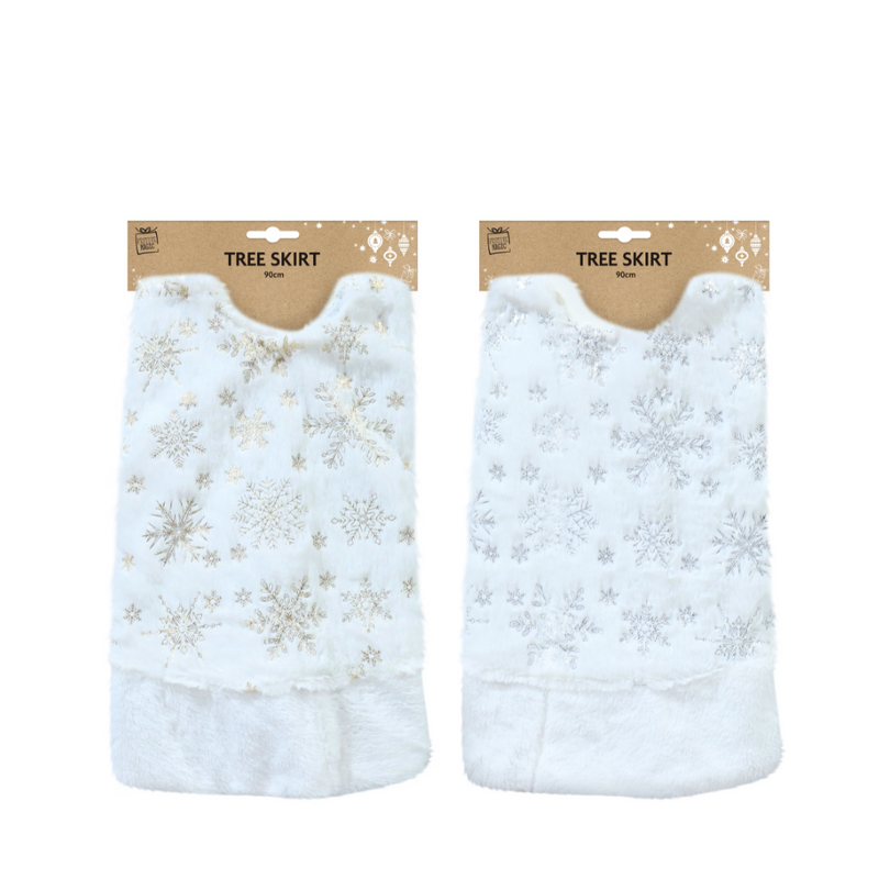 Tree Skirt Foil Snowflakes 90cm 2 Asstd
