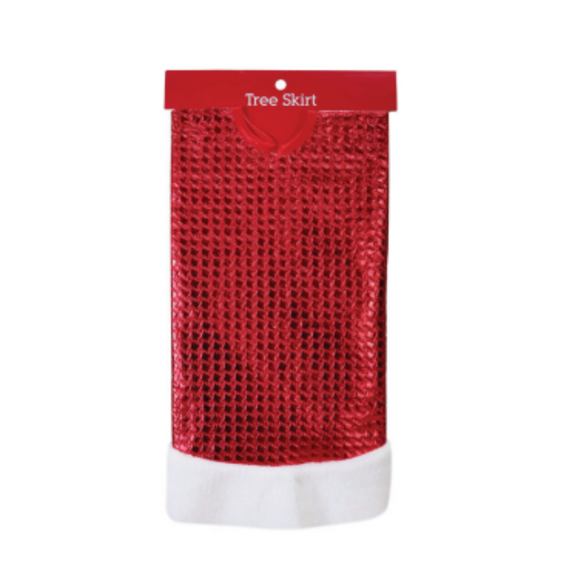 Tree Skirt Red Embossed Metallic 100Cm Ronis