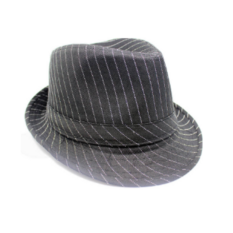 Trilby Hat with Stripe Design Black