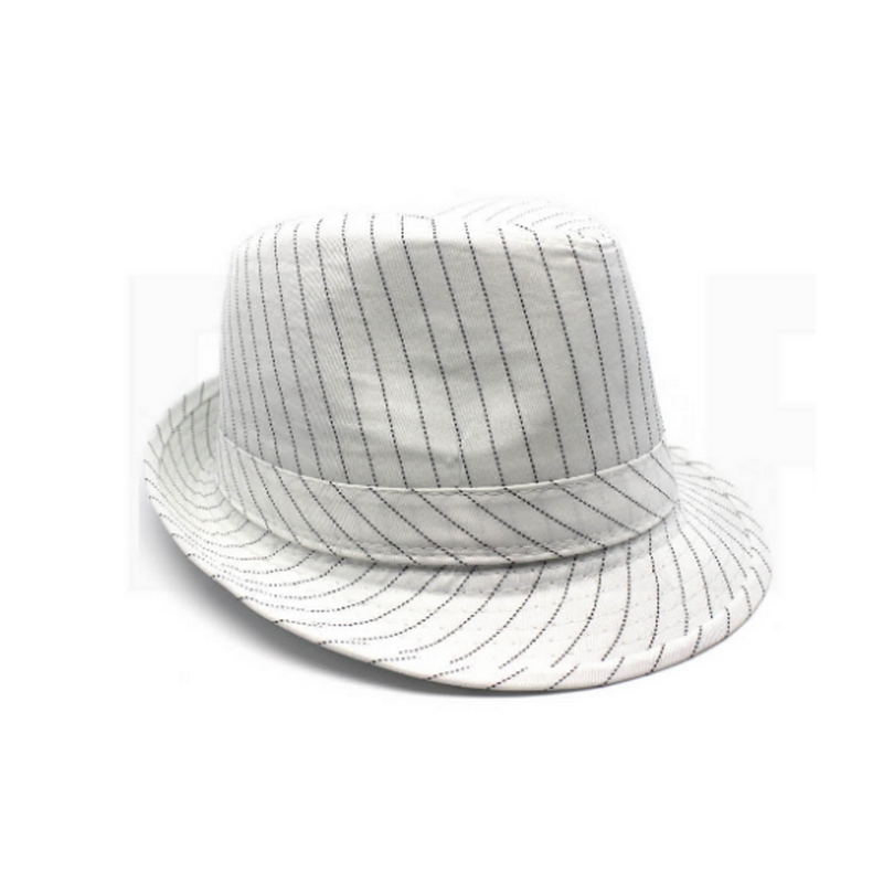 Trilby Hat with Stripe Design White