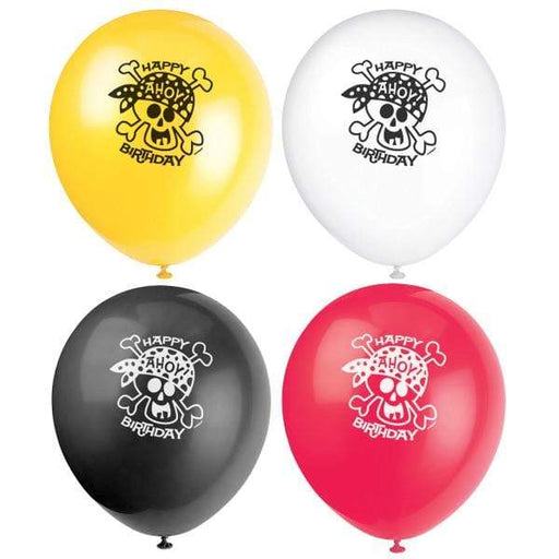 Pirate Fun Balloons Asstd Colours 8x30cm
