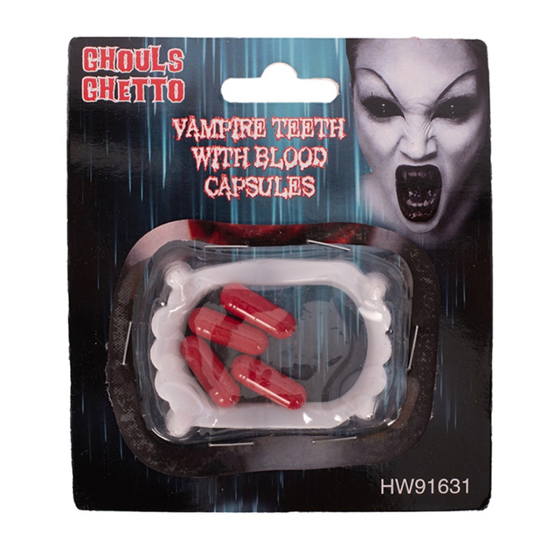 Vampire Teeth With 4 Blood Capsules