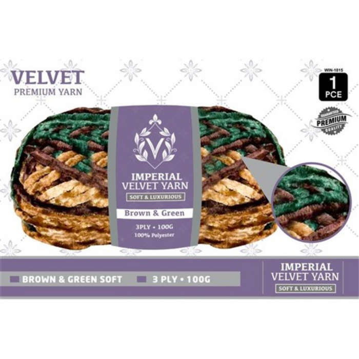 Velvet Yarn 3Ply 100g Brown and Green