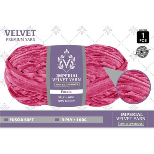 Velvet Yarn 3Ply 100g Fuscia
