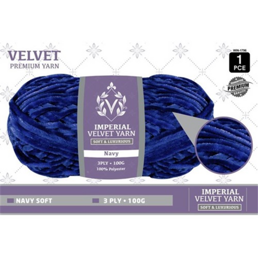 Velvet Yarn 3Ply 100g Navy