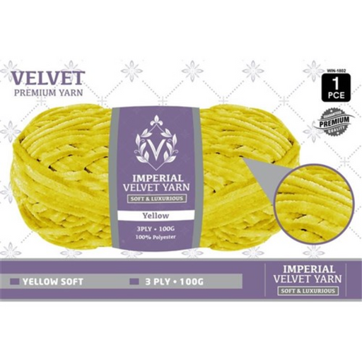 Velvet Yarn 3Ply 100g Yellow