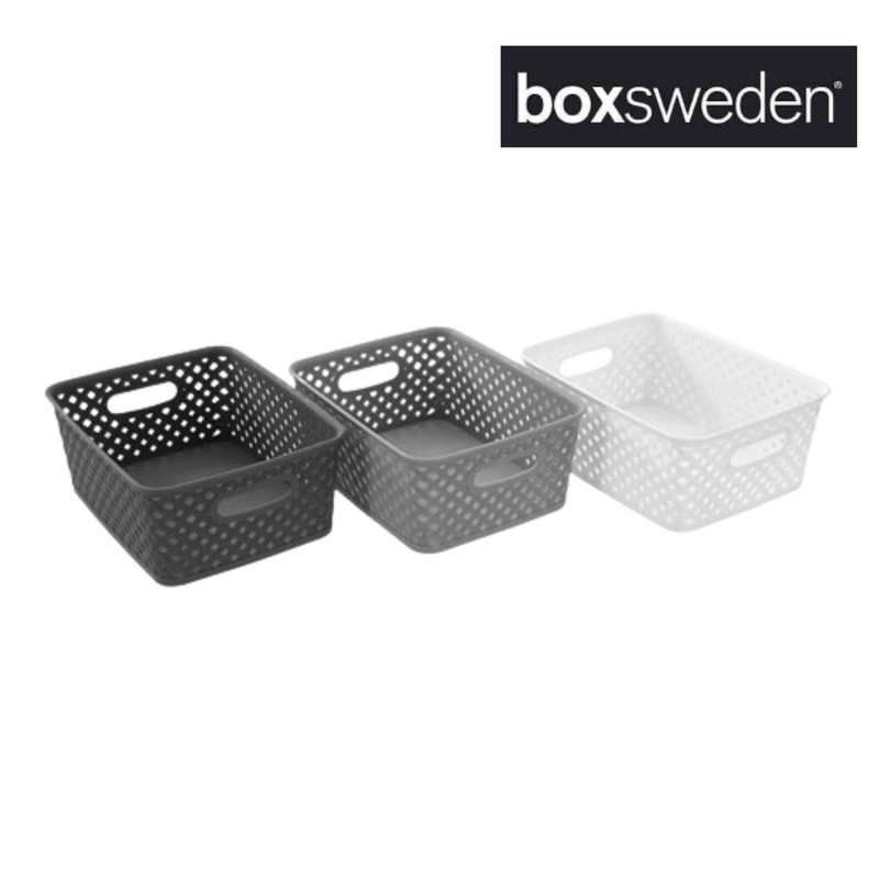 WEAVE BASKET SML 25.5X19.5X10CM 3 ASSTD