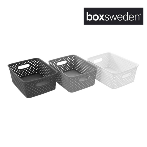WEAVE BASKET SML 25.5X19.5X10CM 3 ASSTD