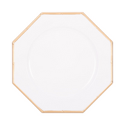 White Octagonal Charger Plate W/champagne Rim 33cm – thumbnail