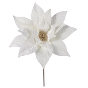 White Velour Poinsettia 45cm W/ 50cm Stem – thumbnail