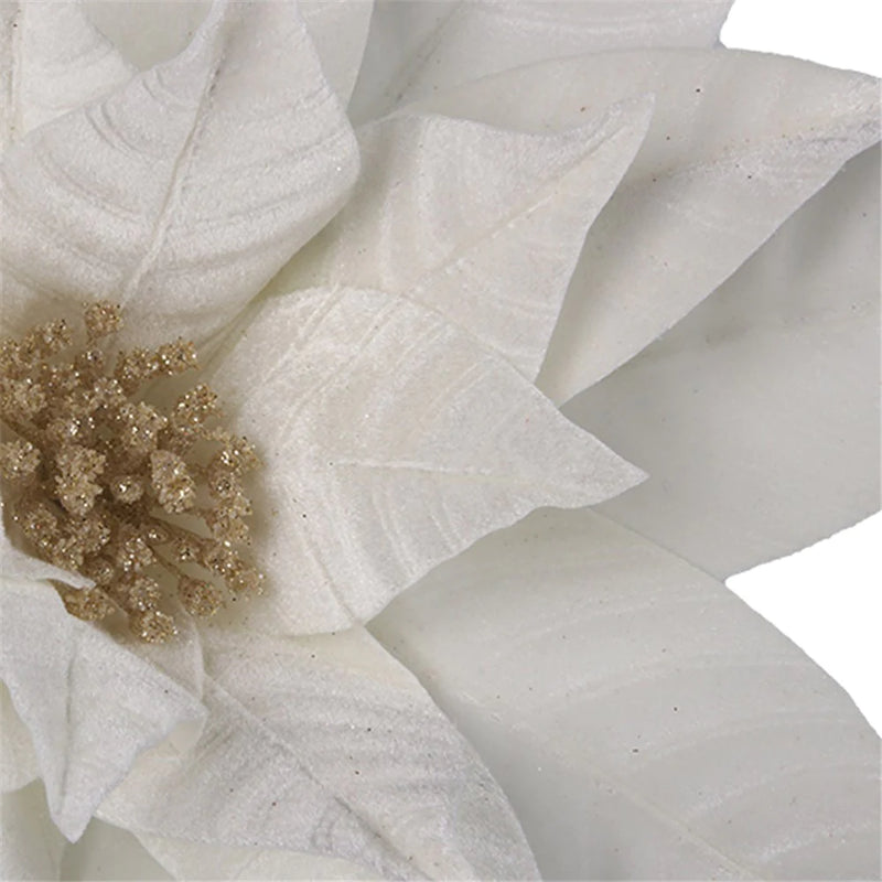 White Velour Poinsettia 45cm W/ 50cm Stem