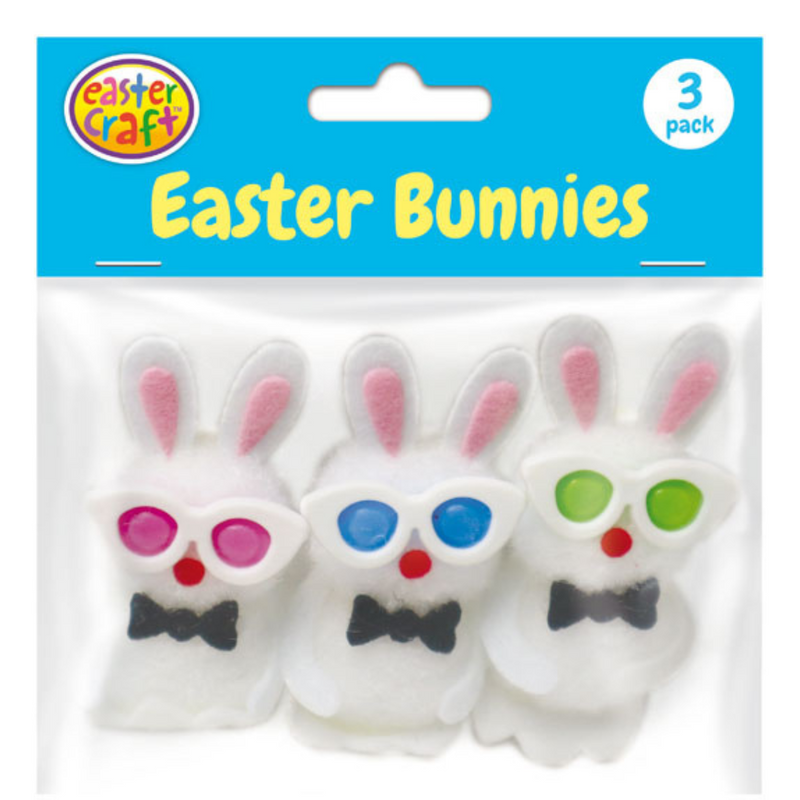 White Pom Pom Bunnies with Bow Ties and Coloured Glasses 