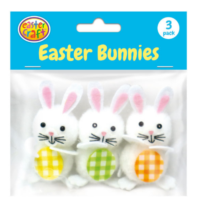 White Pom Pom Bunnies with Eggs 