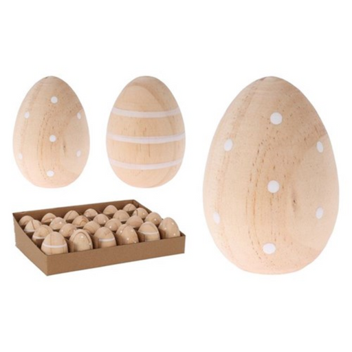 Wooden Egg Decoration 5.5cm 2 Assorted