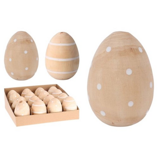 Wooden Egg Decoration 7cm 2 Assorted