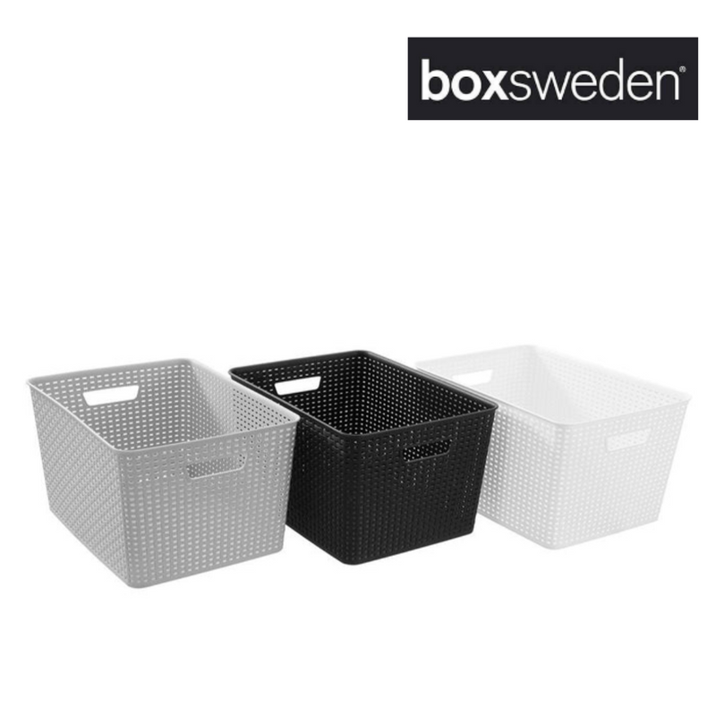 WOVEN STORAGE BASKET 22L 41.5X28.5X22CM 3 ASSTD