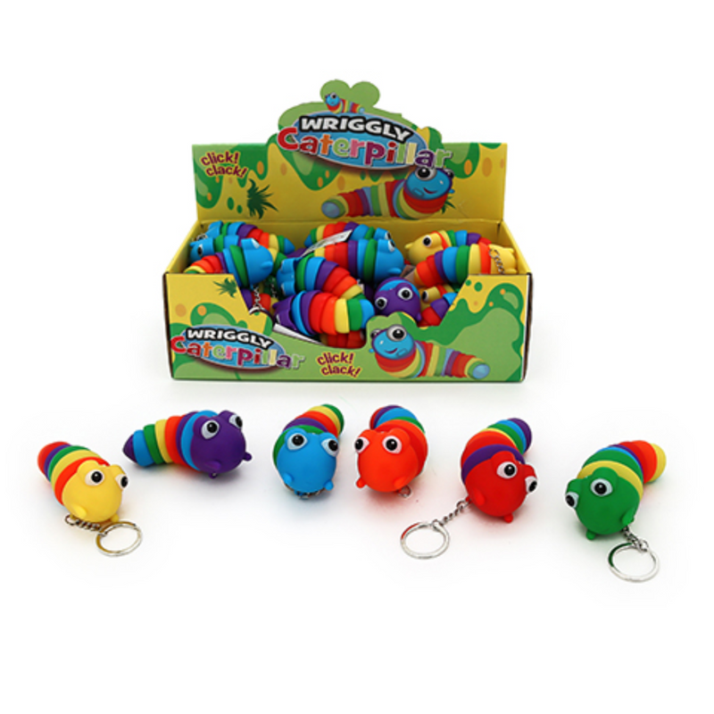 Wriggle Wiggle Caterpillar Keychain 6 Asstd