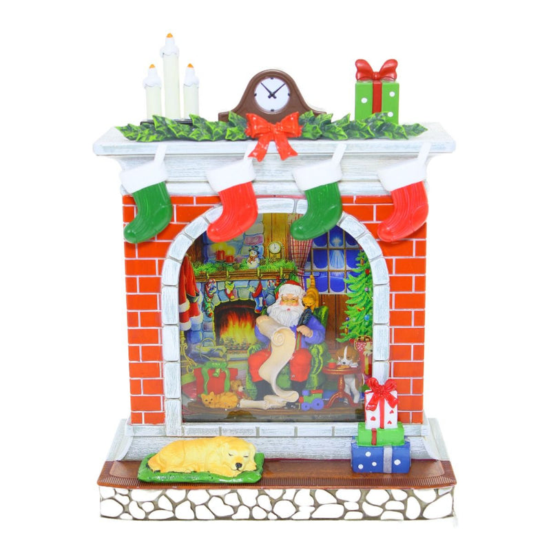 Santa Fireplace Lantern Warm white 26cm Battery Operated