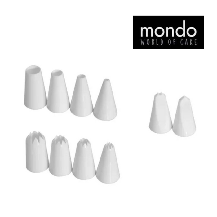 MONDO Decorating Tube Set - Star/Round/Leaf 10 Pc
