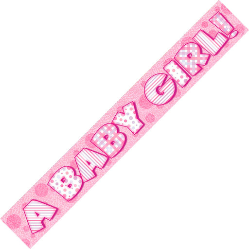 A Baby Girl Baby Shower Foil Banner 365cm