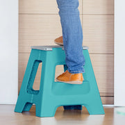 Compact 2 Step Foldable Stool Turquoise 40cm