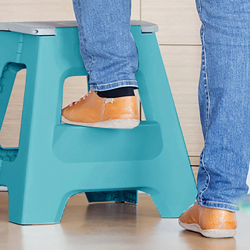 Compact 2 Step Foldable Stool Turquoise 40cm