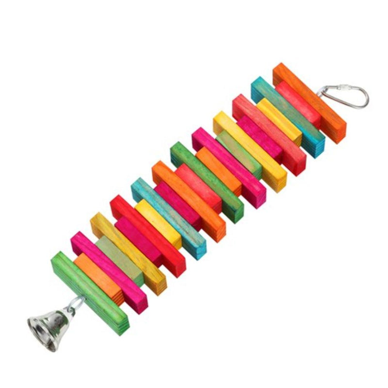 PARROT WOOD BLOCK CHEW TOY W/ BELL 30X7CM