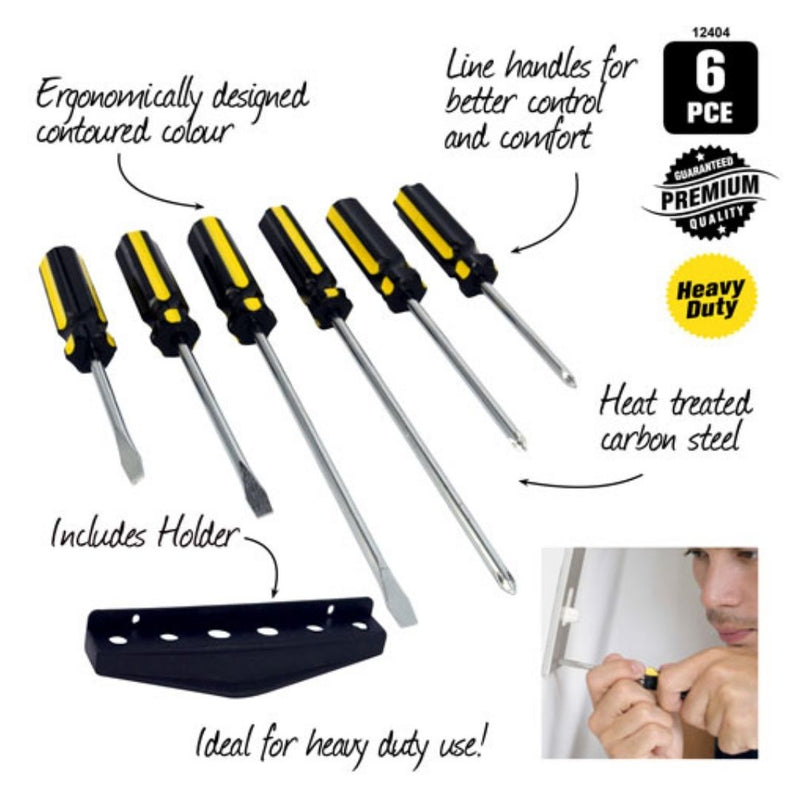 6pce Screwdriver Set Flat/Philips w/Rack