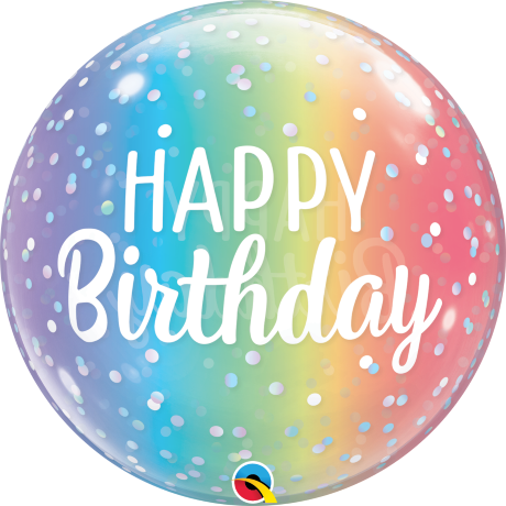 Happy Bday Ombre & Dots Bubble Balloon 55cm