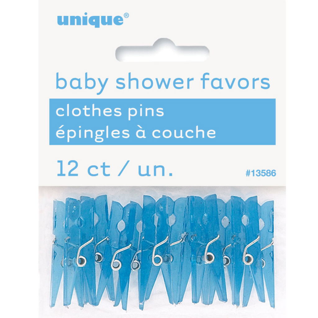 12 Baby Clothes Pins Blue