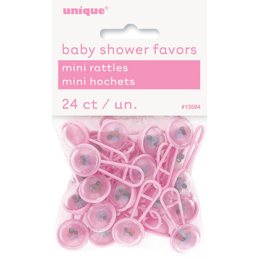 Mini Baby Rattles Pink 24pk