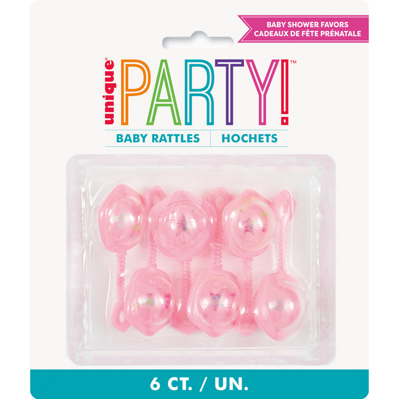 Baby Rattles Pink 6.5cm 6pk
