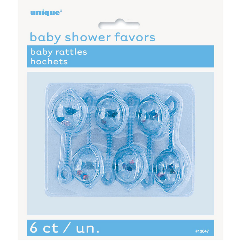 Baby Rattles Blue 6.5cm 6pk