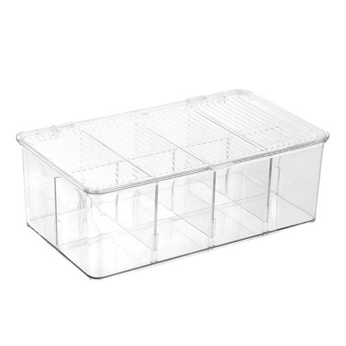CRYSTAL HINGED 8 SECTION CONTAINER 27.5X17X9.5CM