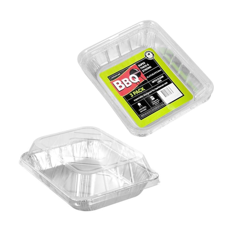 Lemon And Lime Foil Tray W/ Plastic Lid 3Pk31.5X25.5X5.5Cm