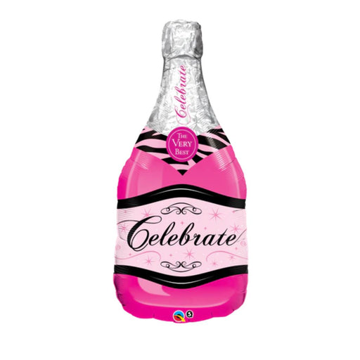 Ronis Super Shape Foil Balloon 99cm Bottle Celebrate Pink Bubbly Wine