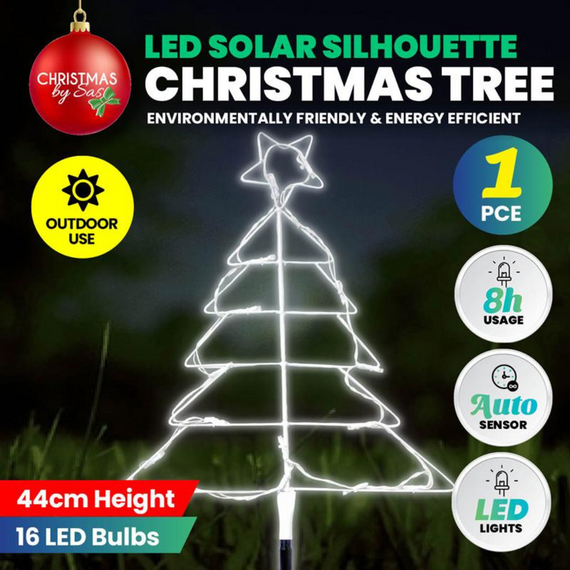 Ronis 16 LED Solar Silhouette Stake Christmas Tree Light 44cmH