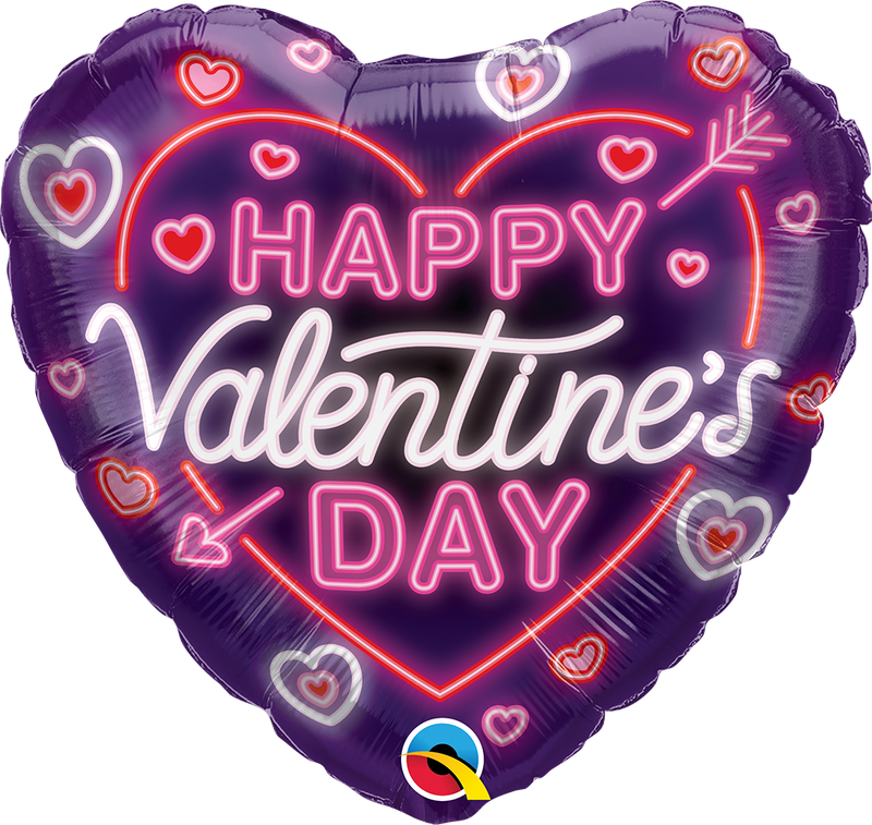 BLN FOIL 45cm HRT VALENTINES DAY NEON GLOW