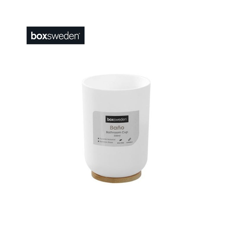 BANO BATHROOM CUP 330ML BAMBOO BASE 7.5X7.5X10CM