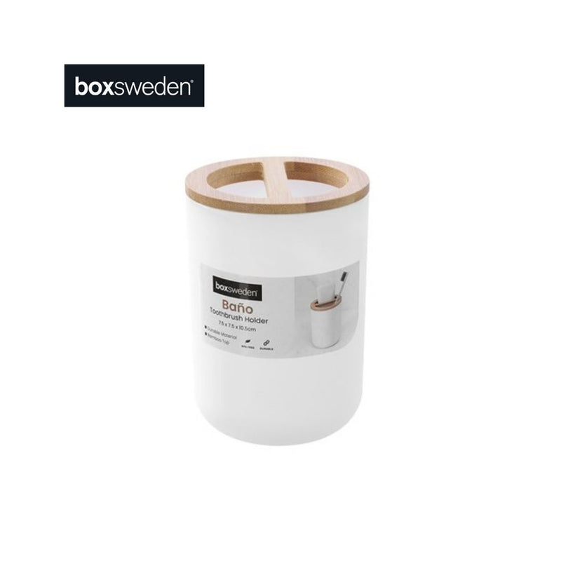 BANO TOOTHBRUSH HOLDER BAMBOO TOP 7.5X7.5X10.5CM